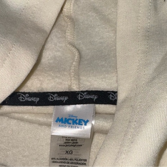 DISNEY MICKEY & FRIENDS CROPPED HOODIE XL CREAM NWOT  DISNEYLAND JUNIORS - Picture 3 of 6
